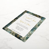 Forest Green Gold Tropical Blätter Brautparty Folieneinladung (Gedreht)