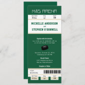 Forest Green Hockey Ticket Hochzeit Einladung (Vorne/Hinten)