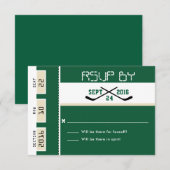 Forest Green Hockey Ticket Hochzeit RSVP Karte (Vorne/Hinten)