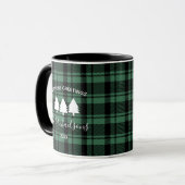 Forest Green Holiday Kariert Monogram Name Coffee Tasse (Vorderseite Links)
