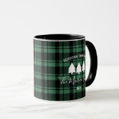 Forest Green Holiday Kariert Monogram Name Coffee Tasse (VorderseiteRechts)