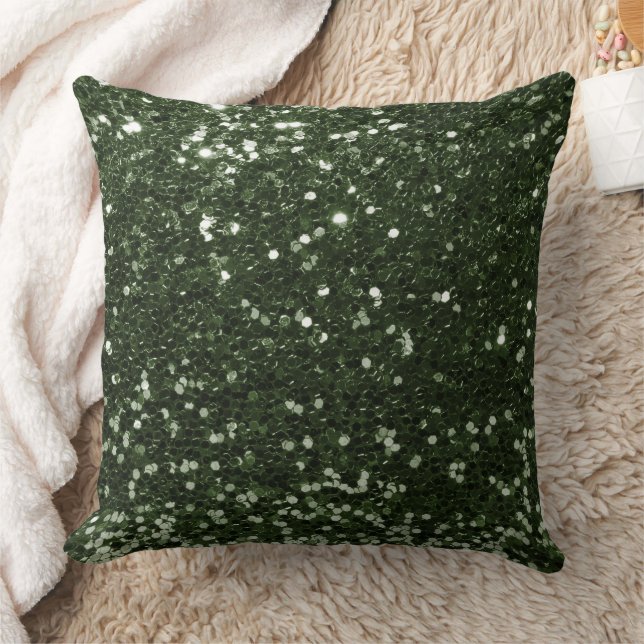 Forest Green Imitats Sequin Glitzer Throw Kissen (Decke)