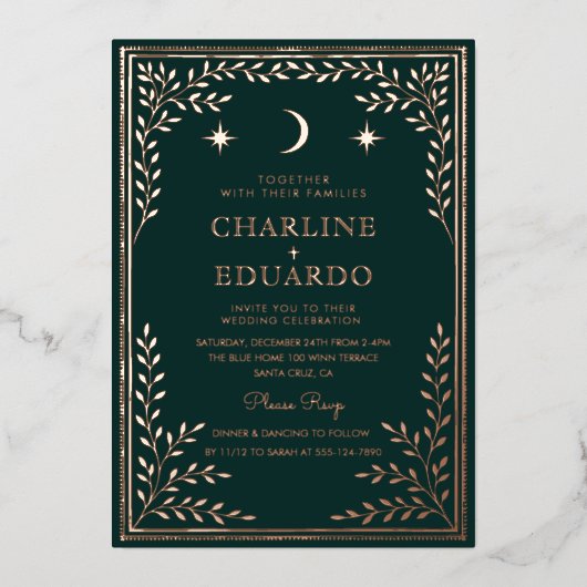 Forest Green Ivy Ornament Hochzeit Einladung (Vorderseite)