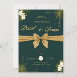Forest Green Ivy Ornament Wedding Invitation Einladung