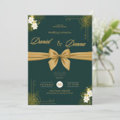 Forest Green Ivy Ornament Wedding Invitation Einladung (Stehend Vorderseite)