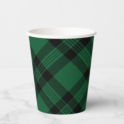 Forest Green Kariert Paper Cup Pappbecher (Vorderseite)