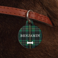 Forest Green Karierte Muster Dog Bone & Monogram