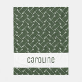 Forest Green Lacrosse White Sticks Gemustert Fleecedecke (Vorderseite)