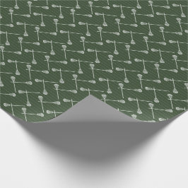 Forest Green Lacrosse White Sticks Gemustert Geschenkpapier