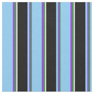 Forest Green, Lila, Light Sky Blue, Black, White Stoff