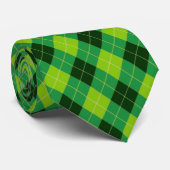 Forest Green, Lime Green und Black Raute Krawatte (Gerollt)