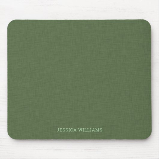 Forest-green linen personalizable typography mousepad (Vorne)