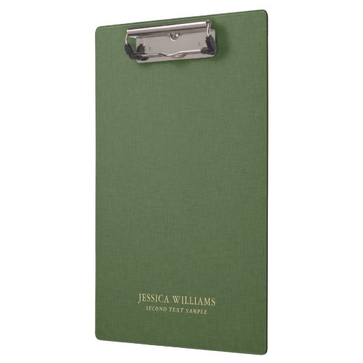 Forest Green Linen Texture Image Gold frame Klemmbrett (Links)