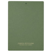 Forest Green Linen Texture Image Gold frame Klemmbrett (Rückseite)