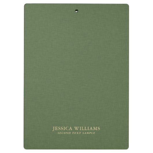 Forest Green Linen Texture Image Gold frame Klemmbrett (Rückseite)
