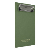 Forest Green Linen Texture Image Gold frame Mini Klemmbrett (Schrägansicht)