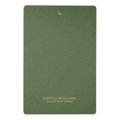 Forest Green Linen Texture Image Gold frame Mini Klemmbrett (Rückseite)