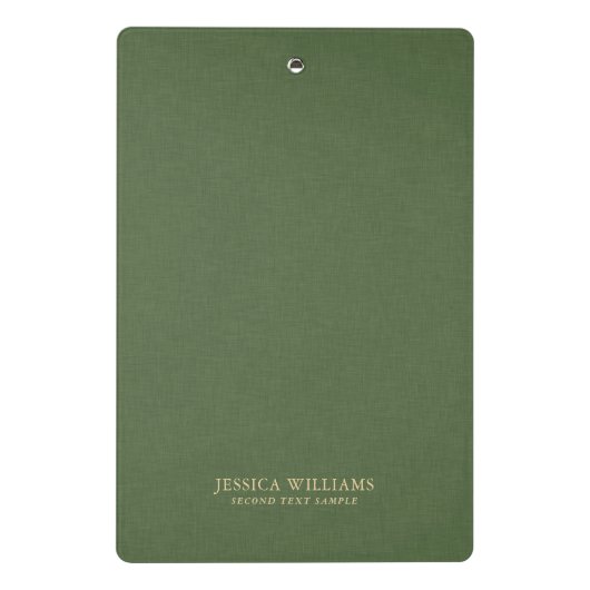 Forest Green Linen Texture Image Gold frame Mini Klemmbrett (Rückseite)
