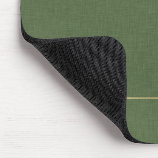 Forest Green Linen Texture Image Gold frame Mousepad (Ecke)