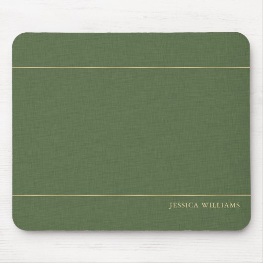 Forest Green Linen Texture Image Gold frame Mousepad (Vorne)