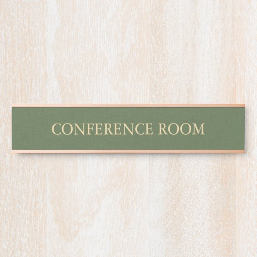 Forest Green Linen Texture  Imitation Türschild (Vorderseite )