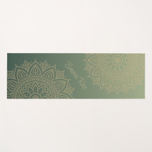 Forest Green Mandala Gradient Yogamatte (Vorderseite (Horizontal))