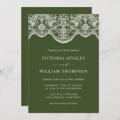 Forest Green marokkanische Lace Mod Hochzeit Einla Einladung (Vorne/Hinten)