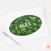 Forest Green Military Camouflage Muster Ovaler Aufkleber (Umschlag)