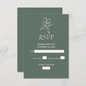 Forest Green Minimal Blumenhochzeit RSVP Karte (Vorne/Hinten)