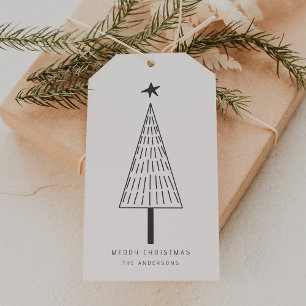 Forest Green Minimal Christmas Pine Tree Geschenkanhänger