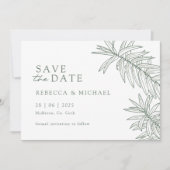 Forest Green Minimalistisch Botanic Save the Date (Vorderseite)