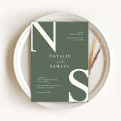 Forest Green Minimalistisch Elegant Bold Initial W Einladung