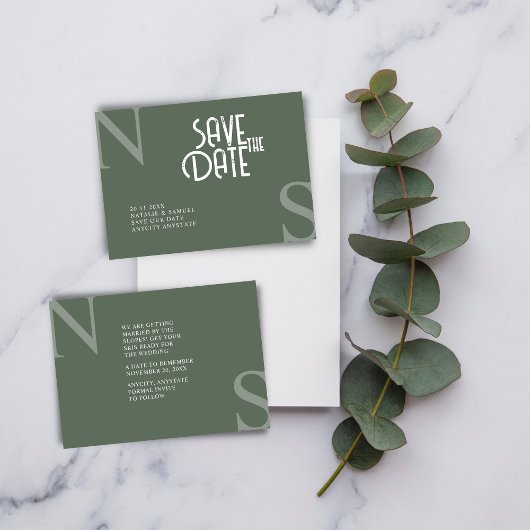 Forest Green Minimalistisch & elegant kühne Initia Save The Date