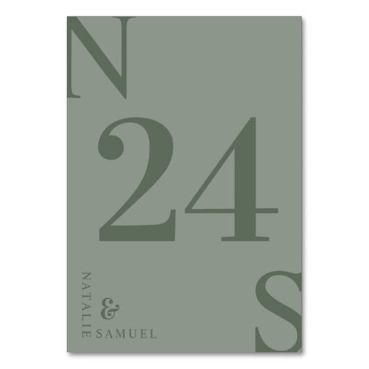 Forest Green Minimalistisch & elegant kühne Initia Tischnummer (Rückseite)