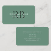 Forest Green Minimalistisch Monogram Editor in Chi Visitenkarte (Vorne/Hinten)