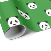 Forest Green - Minimalistisches Panda-Muster Geschenkpapier (Rolleneckpunkt)