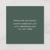 Forest Green mit Blush-Blätter Raster mit Foto Quadratische Visitenkarte (Rückseite)