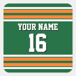 Forest Green mit orange Weiß Stripes Team Jersey Quadratischer Aufkleber