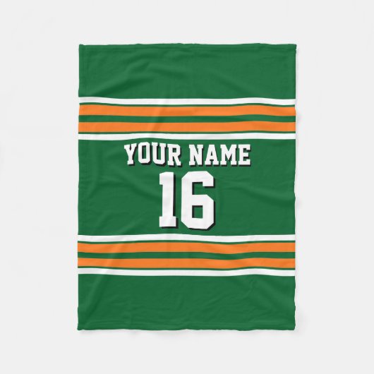 Forest Green mit Orange White Stripes Team Jersey Fleecedecke (Vorderseite)