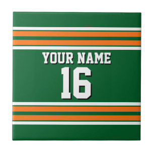 Forest Green mit Orange White Stripes Team Jersey Fliese