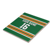 Forest Green mit Orange White Stripes Team Jersey Fliese (Seite)