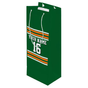 Forest Green mit Orange White Stripes Team Jersey Geschenktüte Für Weinflaschen