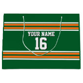 Forest Green mit Orange White Stripes Team Jersey Große Geschenktüte (Vorderseite)