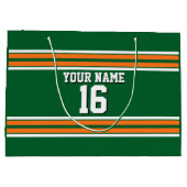 Forest Green mit Orange White Stripes Team Jersey Große Geschenktüte (Rückseite)