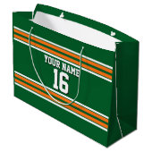 Forest Green mit Orange White Stripes Team Jersey Große Geschenktüte (Rückseite Schrägansicht)