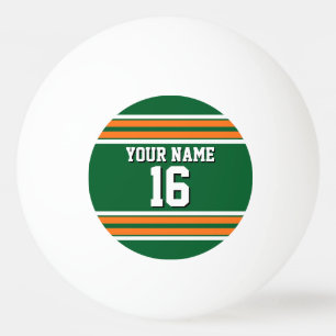 Forest Green mit Orange White Stripes Team Jersey Tischtennisball