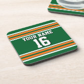 Forest Green mit Orange White Stripes Team Jersey Untersetzer (Linke Seite)