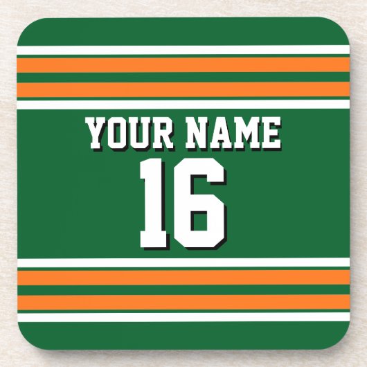 Forest Green mit Orange White Stripes Team Jersey Untersetzer (Vorderseite)