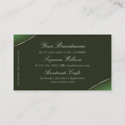 Forest Green mit Silver Decoder Diamanten und Logo Visitenkarte (Rückseite)