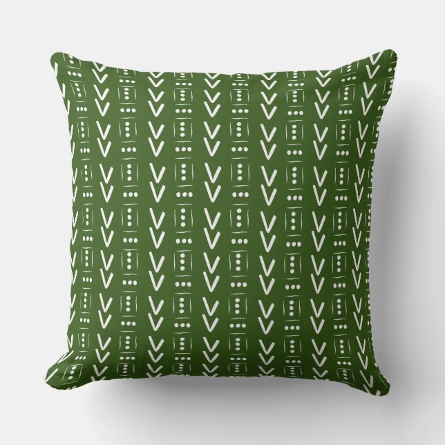 Forest Green Modern Arrow Mud Print Accent Kissen (Vorderseite)